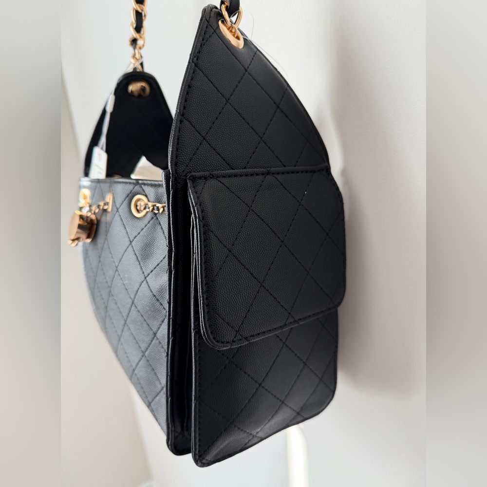 Viral Urban Expressions Black Quilted Shoulder Bag - Picture 5 of 6